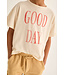soft slub cotton print T-shirt good day