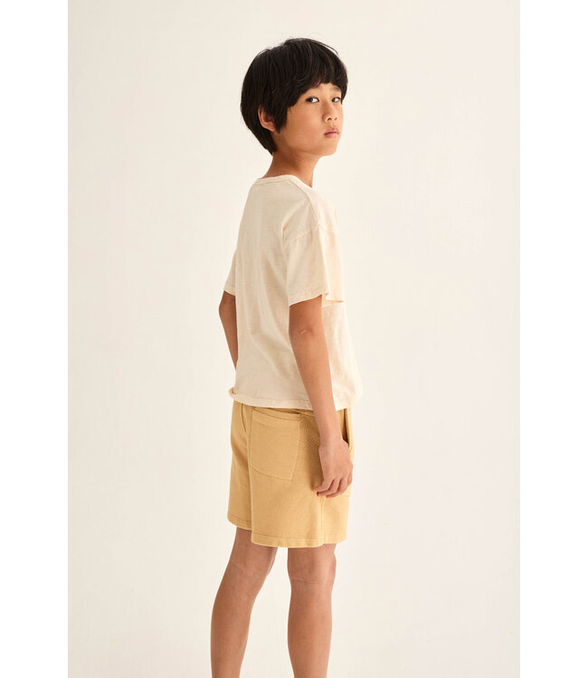 soft slub cotton print T-shirt good day