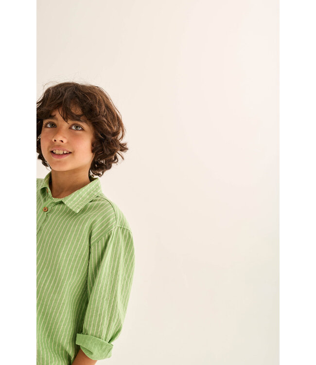 striped linen-look cotton shirt