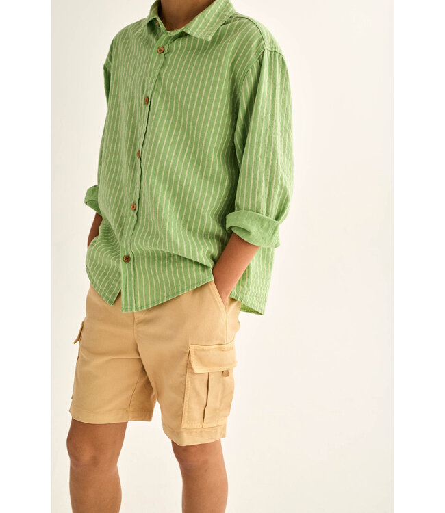 striped linen-look cotton shirt