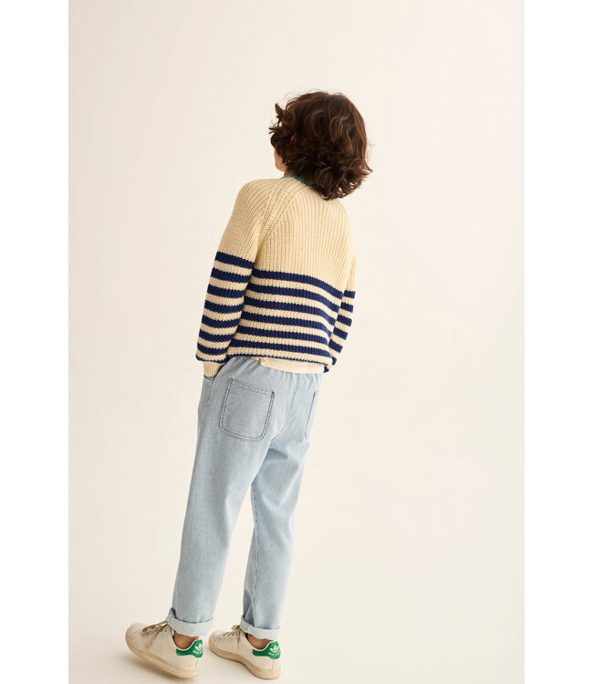 fine striped denim pants