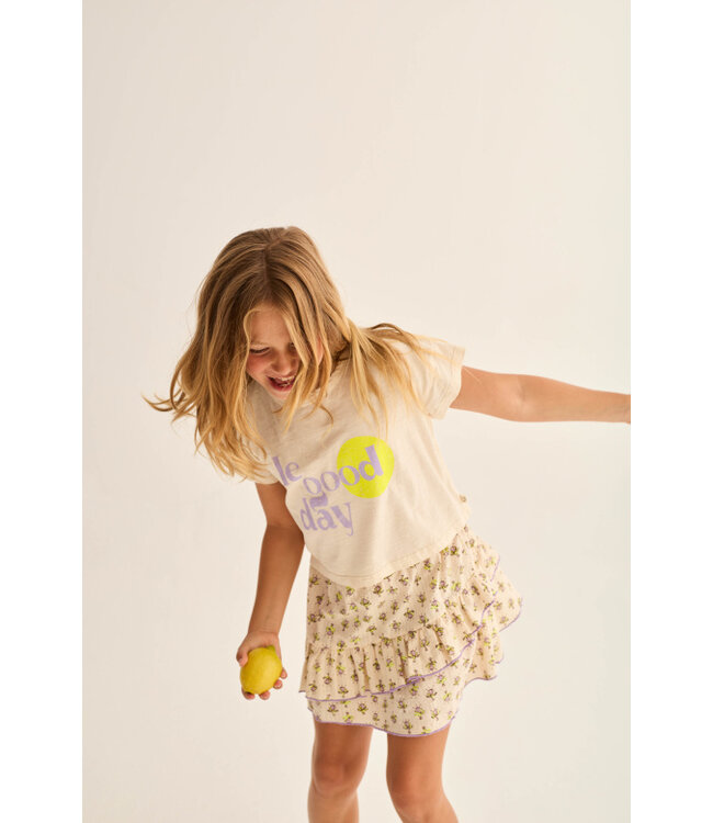 soft slub cotton print T-shirt le good day