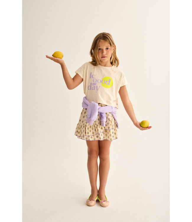 soft slub cotton print T-shirt le good day