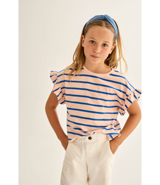 striped jersey cotton ruffle T-shirt