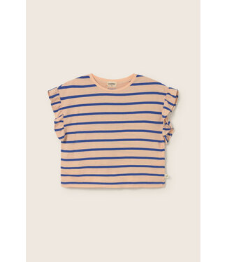 Cozmo striped jersey cotton ruffle T-shirt