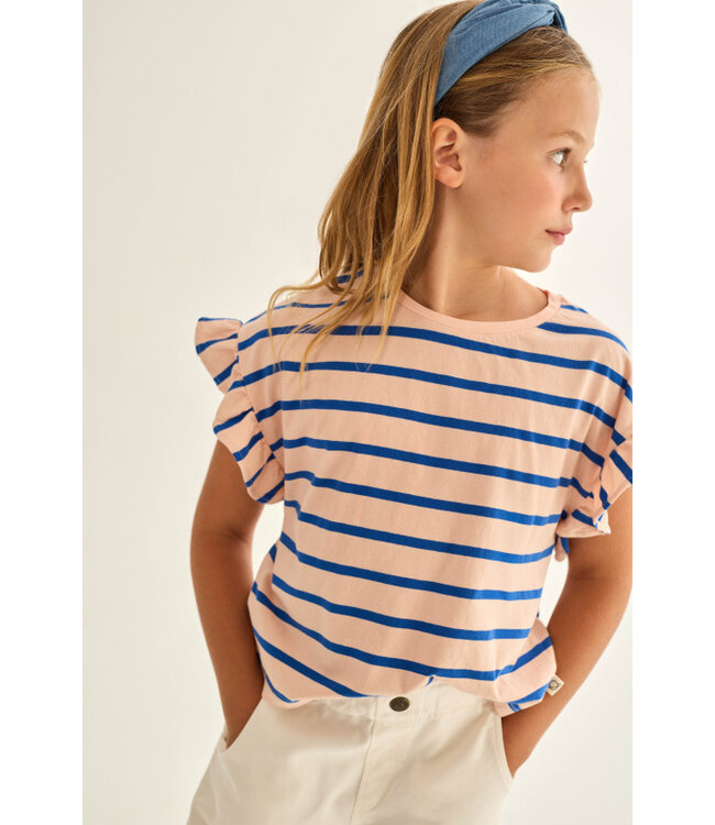 striped jersey cotton ruffle T-shirt