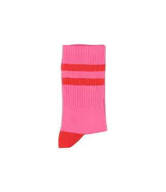Piupiuchick socks pink w/ red stripes