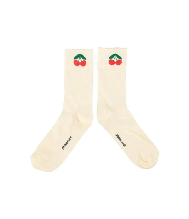 socks ecru w/ cherry print