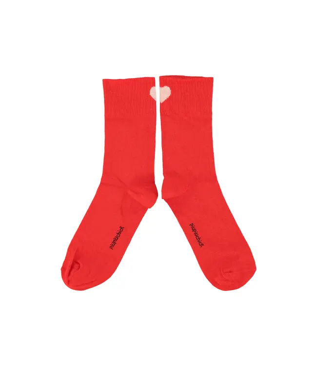 socks red w/ ecru heart