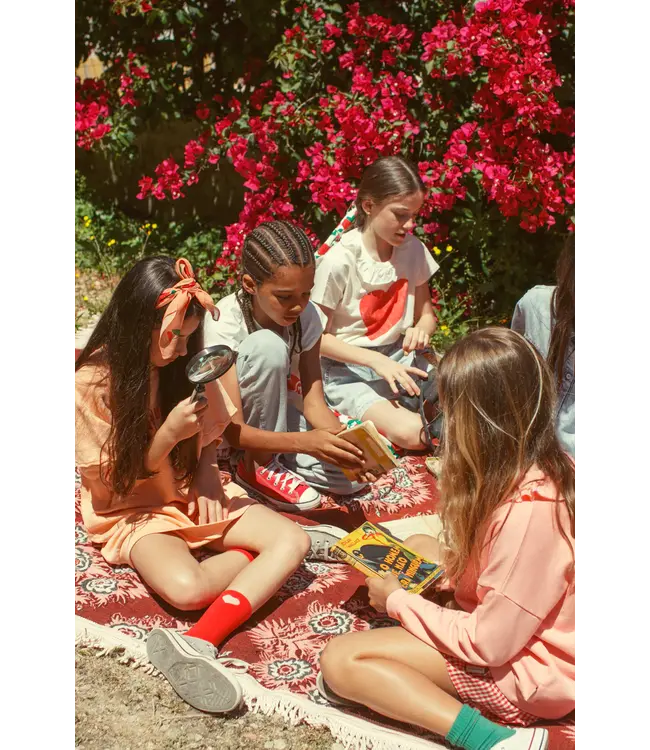 socks red w/ ecru heart