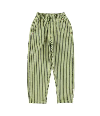 Piupiuchick unisex trousers green w/ indigo striped