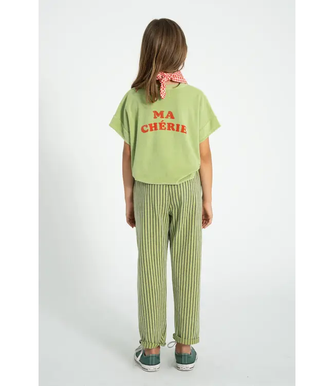 unisex trousers green w/ indigo striped
