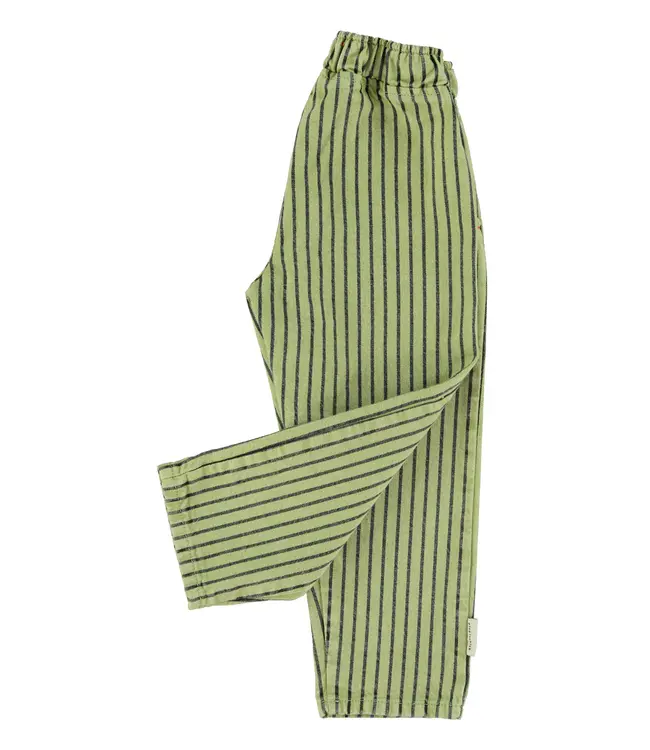 unisex trousers green w/ indigo striped
