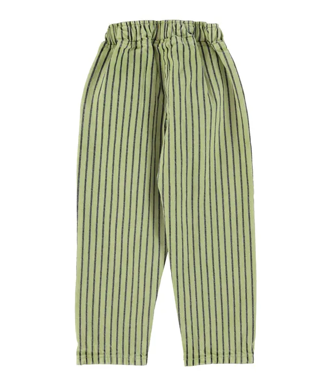 unisex trousers green w/ indigo striped
