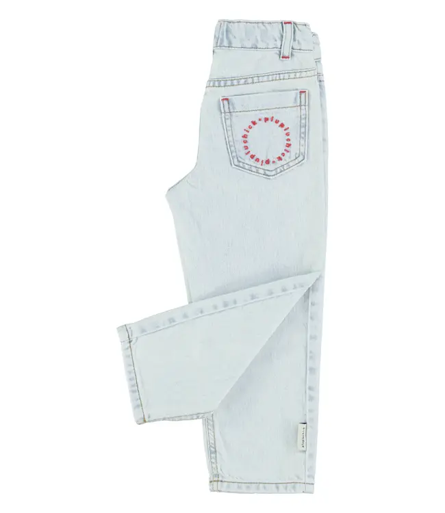 unisex trousers washed light blue denim