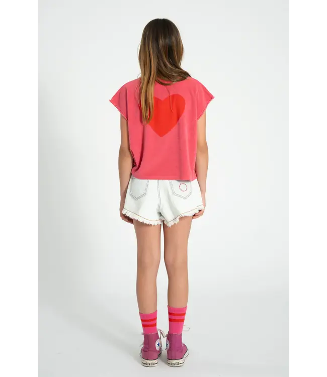 Sleeveless top pink w/ amour
