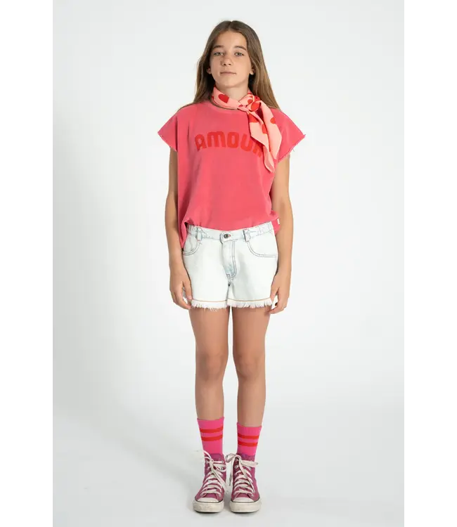 Sleeveless top pink w/ amour