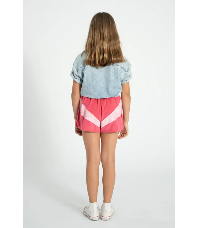 short pink w/ white stripes print