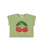 T-shirt light e olive w/ cherry print