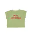 T-shirt light e olive w/ cherry print
