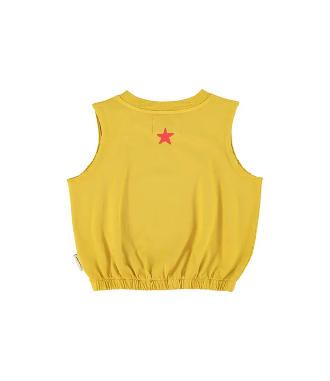sleeveless top mustard w/apple