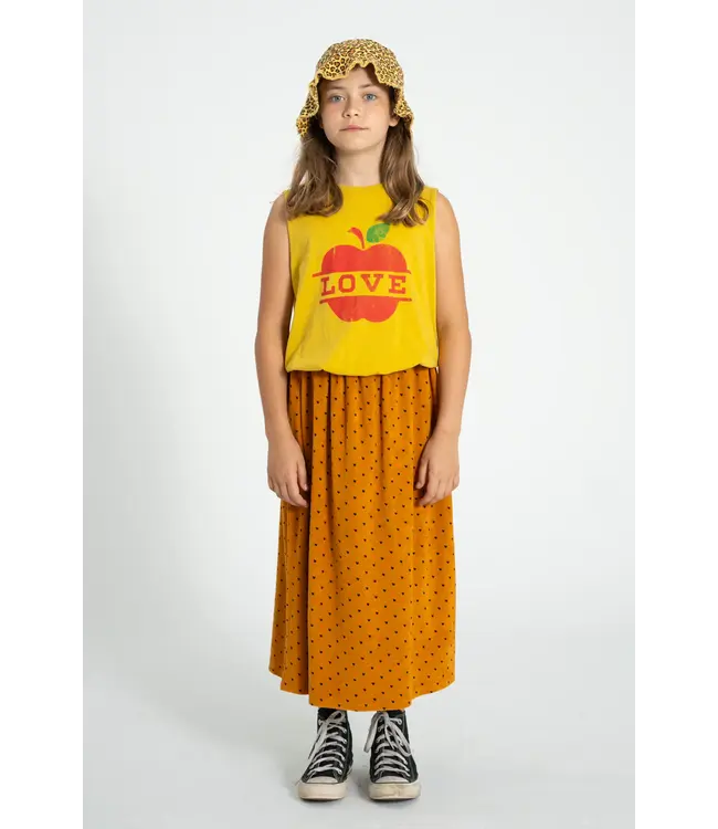 sleeveless top mustard w/apple