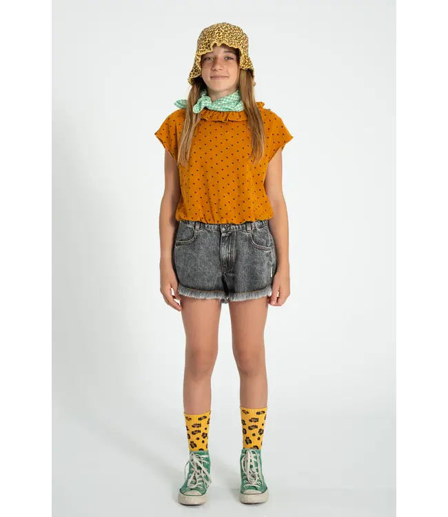 shorts w/ fringes washed black denim