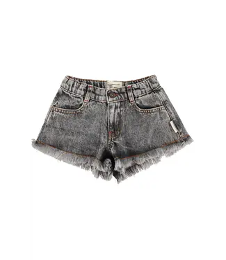 Piupiuchick shorts w/ fringes washed black denim