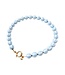Necklace | Bold beads babyblue stripe