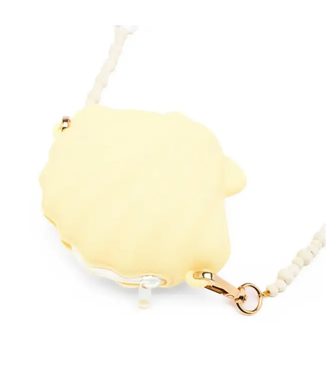 Shell hand bag with jewel handle yellow