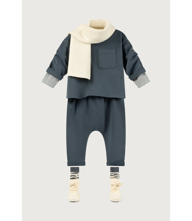 Baby L/S Pocket Tee GOTS Blue Grey