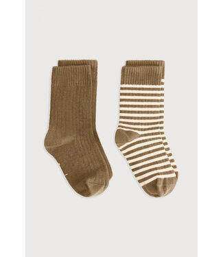 Gray label Ribbed Socks GOTS | 2-pack 531 Woody - Cream