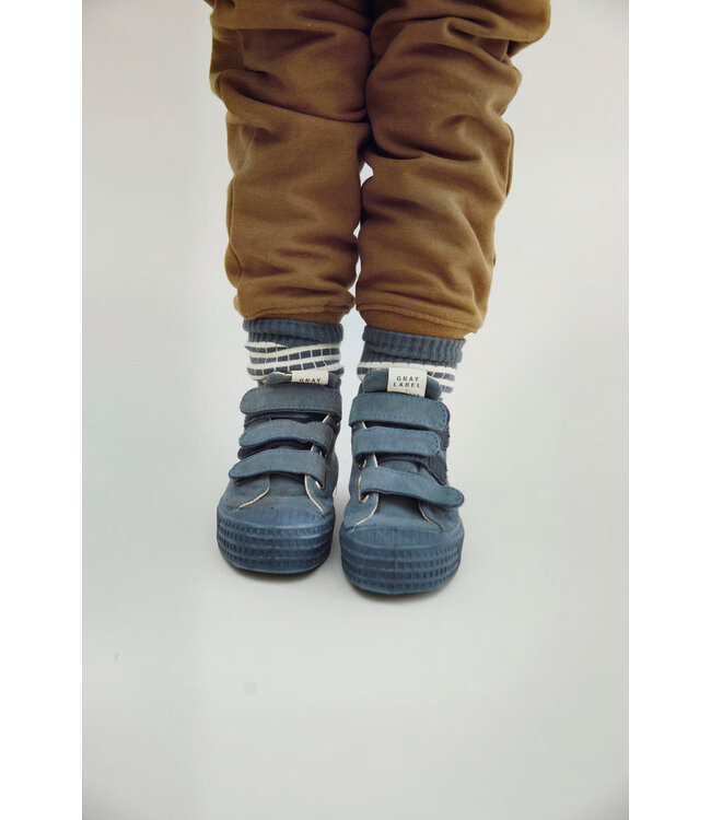 Ribbed Socks GOTS | 2-pack Blue Grey - Cream