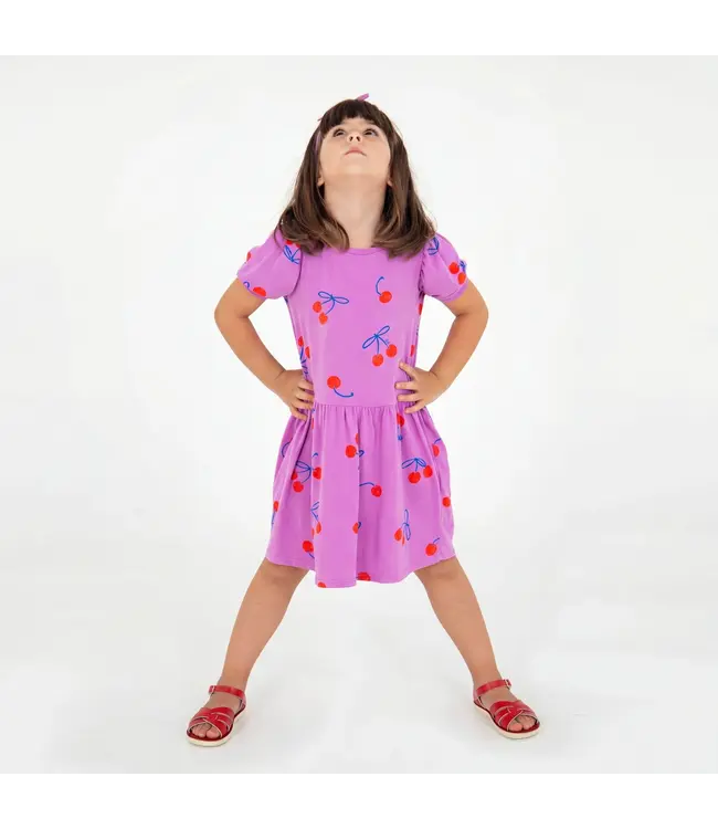 Bloused sleeve Dress magenta