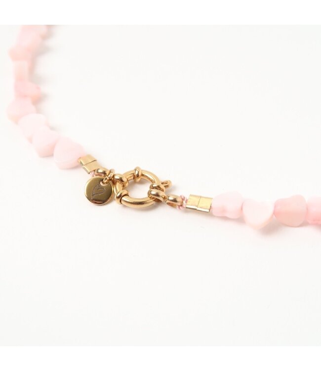 Necklace Seashelly hearts pink