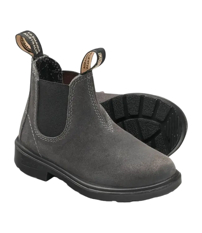 Kids waxed Suede steel grey