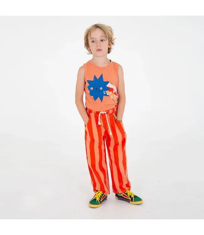 Wide fit twill pockets pants