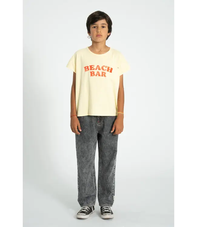 Piupiuchick t-shirt light yellow beach bar print