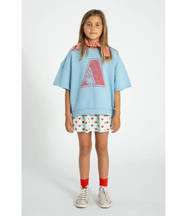 Shortsleeve sweatshirt blue w/ A print