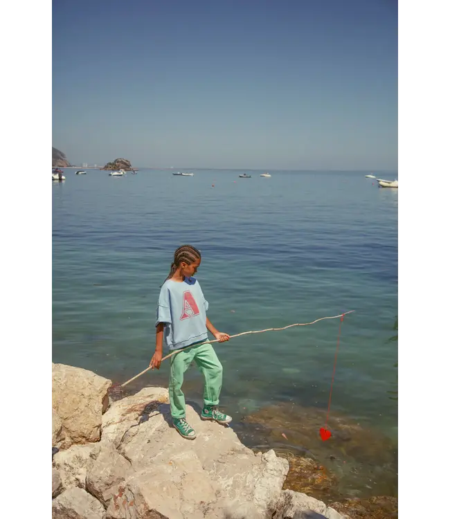 Shortsleeve sweatshirt blue w/ A print