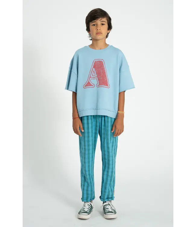 Shortsleeve sweatshirt blue w/ A print