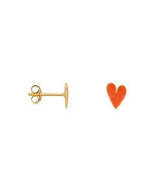 Bibi Camille medium coral pink heart enamel stud earring