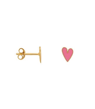 Bibi Camille medium light pink heart enamel stud earrings