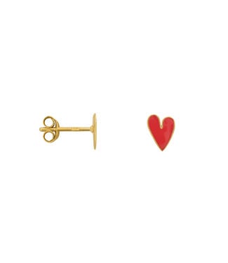 Bibi Camille medium neon pink heart enamel stud earring