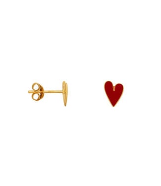Bibi Camille medium red heart enamel stud earrings