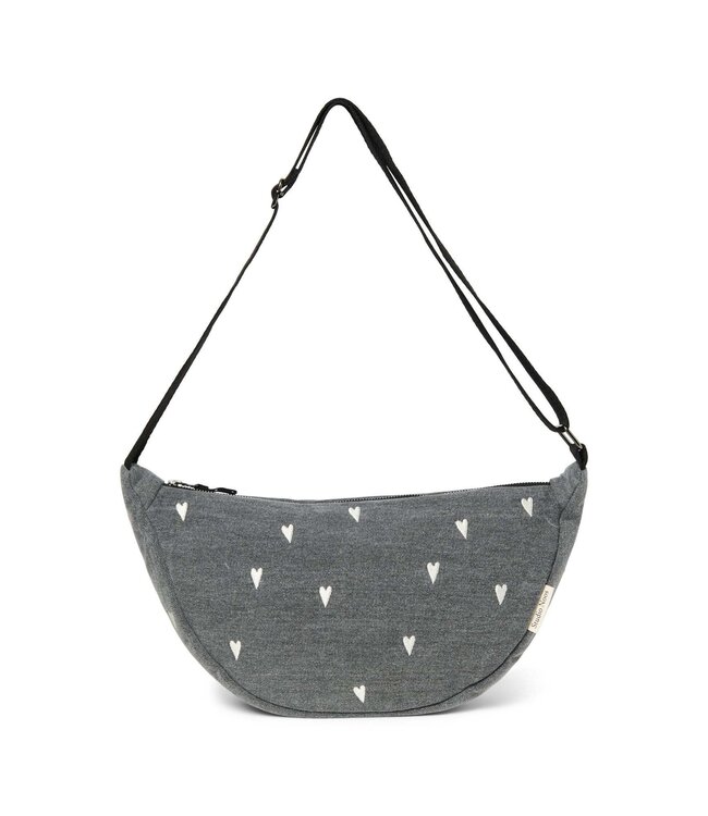Denim Adult Fanny Pack Grey hearts