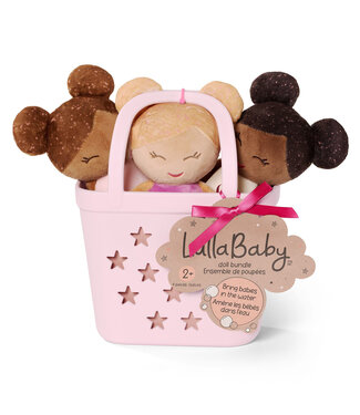 Lullababy 3 Baby Bath Dolls in a basket