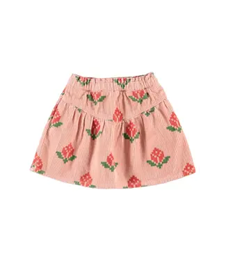 Piupiuchick short skirt | pink w/ big flowers