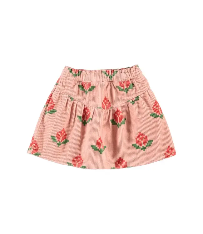 short skirt | pink w/ big flowers