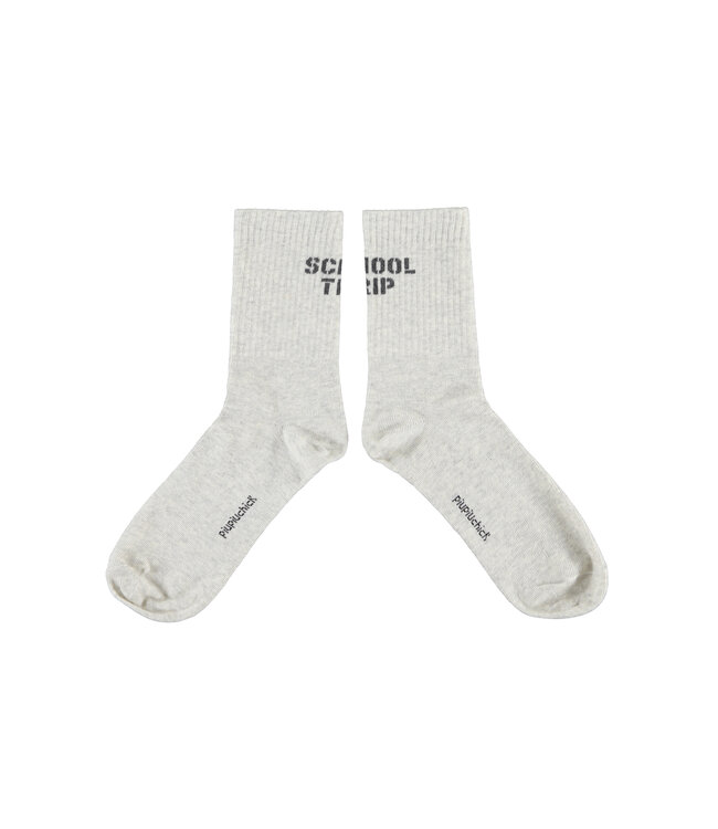 socks | light grey w/ "school trip"